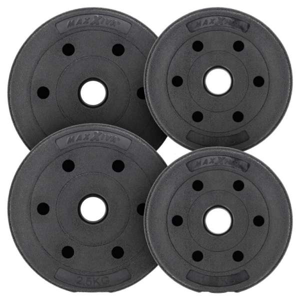 MAXXIVA® Súlytárcsa szett 4 db 7,5 kg cement fekete