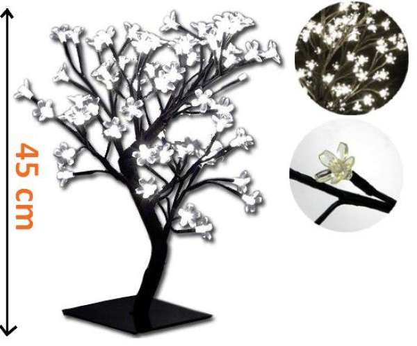 NEXOS Dekoratív fa virágokkal LED 45 cm hideg fehér