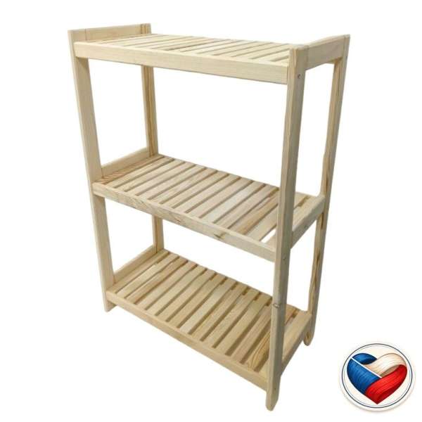 Fa polc 3 polccal 93×70×33 cm fenyő cseh gyártmány