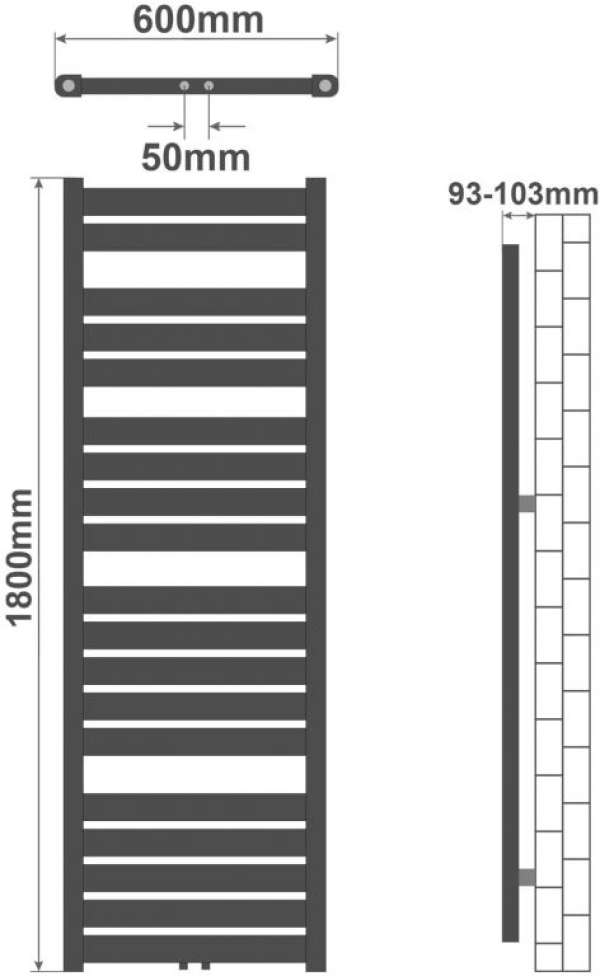 AQUAMARIN Fürdőszoba radiátor  180 x 60 cm fehér