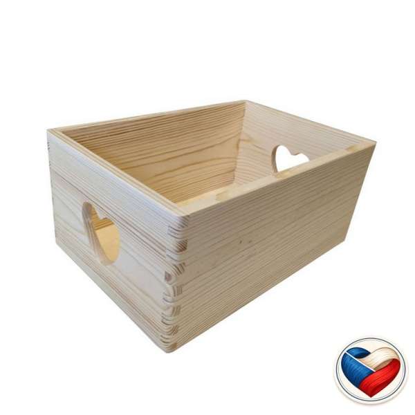 Fa tárolódoboz fogantyúkka 30×20×13 cm cseh gyártmány
