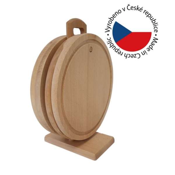 Bükkfa vágódeszka állványon 4 db 31 x 25 cm