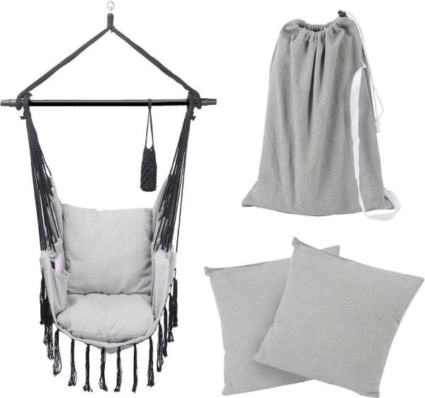 MIADOMODO Függő hintaszék kintre-bentre szürke