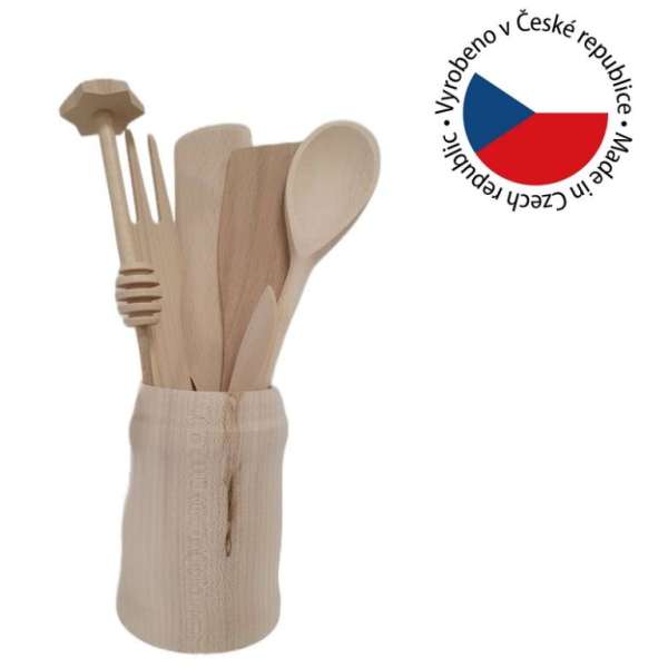 Gyermek fa konyhai eszközkészlet tárolóban