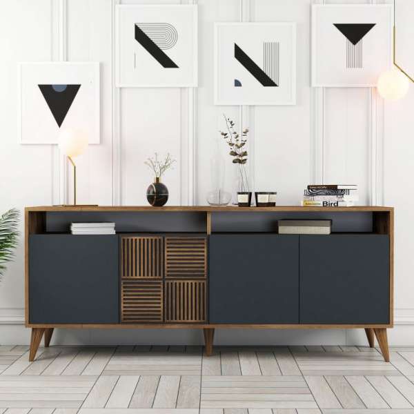 TV asztal MILAN 180 x 78,6 x 35 cm diófa antracit