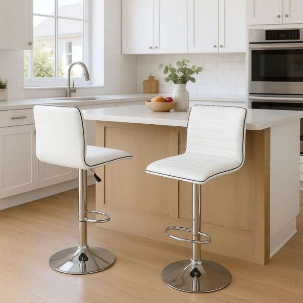 2 darabos bárszék szett fehér, állítható magasság