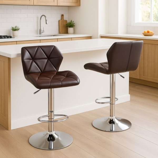 2 darabos bárszék szett barna, állítható magasság