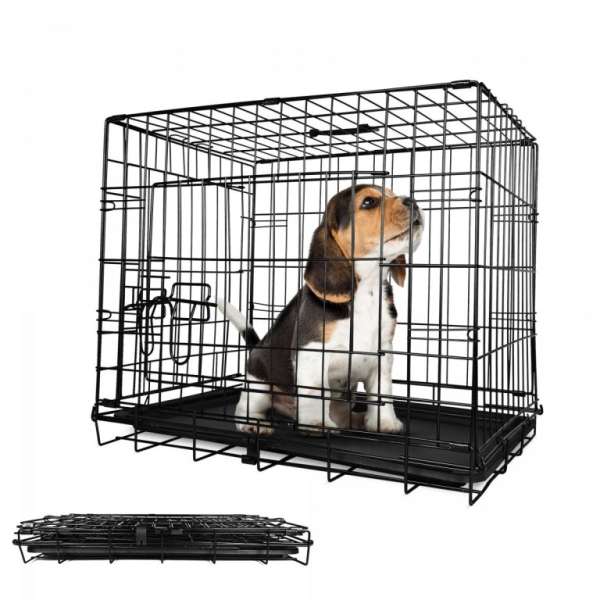 Leopet® Kutyaketrec összecsukható 76 x 45 x 51,5 cm M fekete