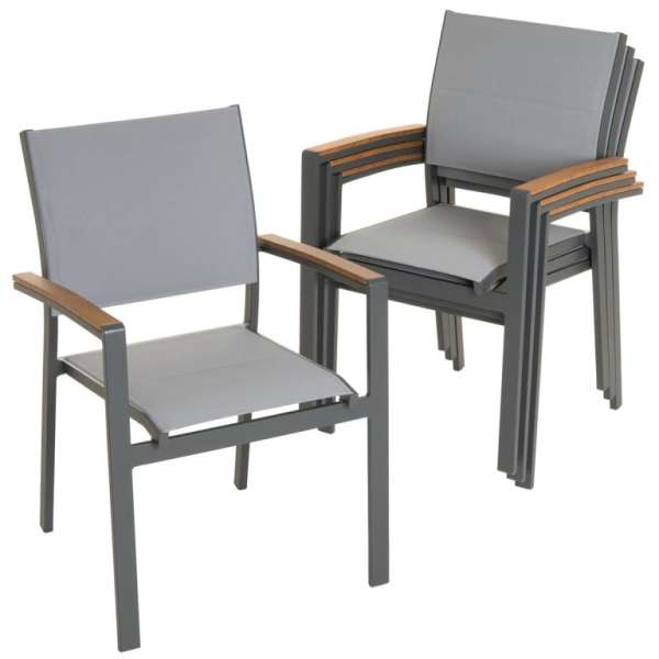 Állítható fém kerti szék készlet  4 db antracit