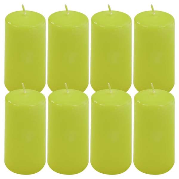 Gyertya készlet 10 cm Ø 5 cm 8 db világoszöld