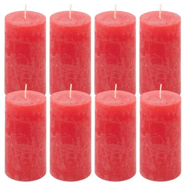 Rusztikus gyertya készlet 10 cm Ø 5 cm  8 db piros