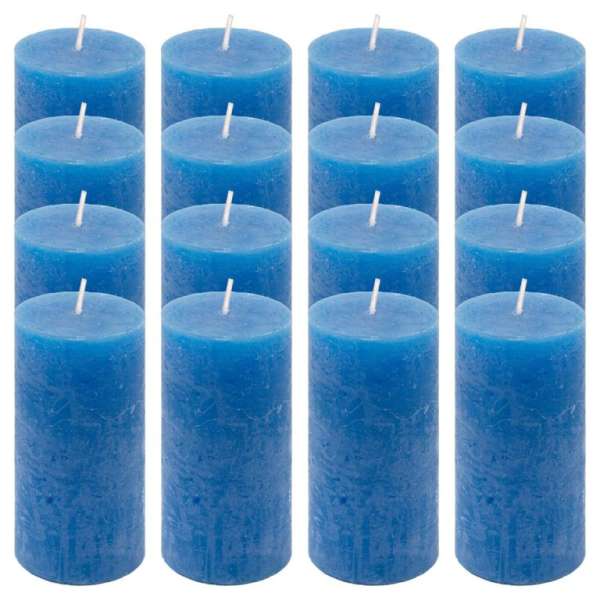 Rusztikus gyertya készlet 10 cm Ø 5 cm  16 db kék