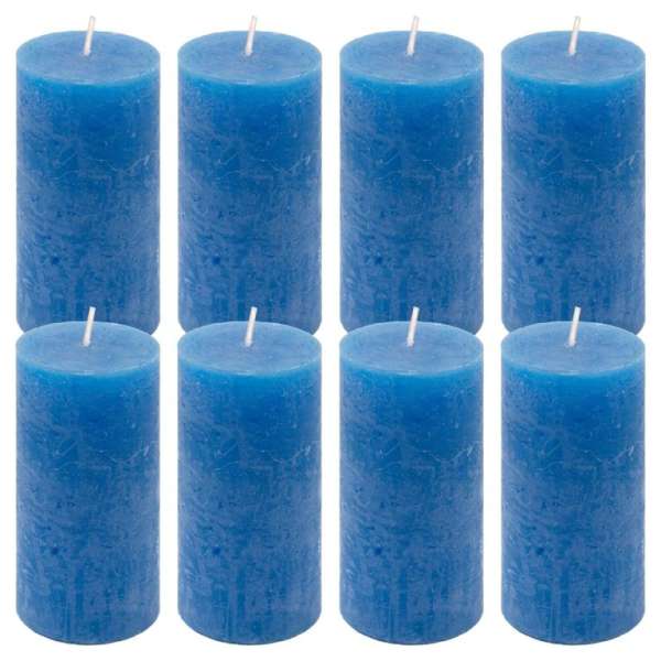 Rusztikus gyertya készlet 10 cm Ø 5 cm 8 db kék