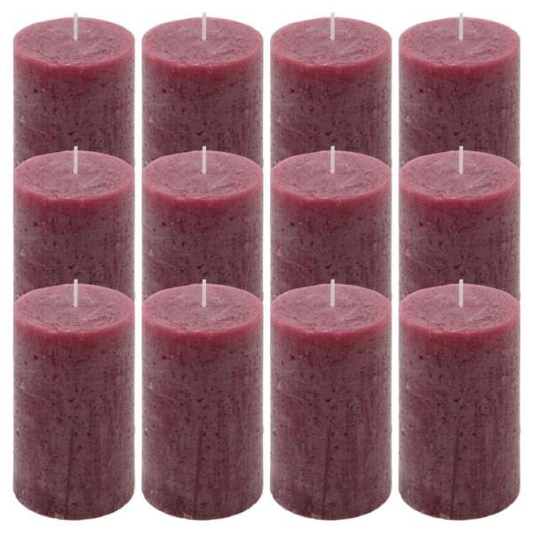 Rusztikus gyertya készlet 11,5 cm Ø 6,8 cm 12 db bordó