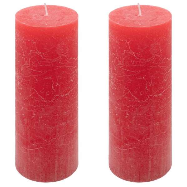 Rusztikus gyertya készlet 20 cm Ø 7,5 cm 2 db piros
