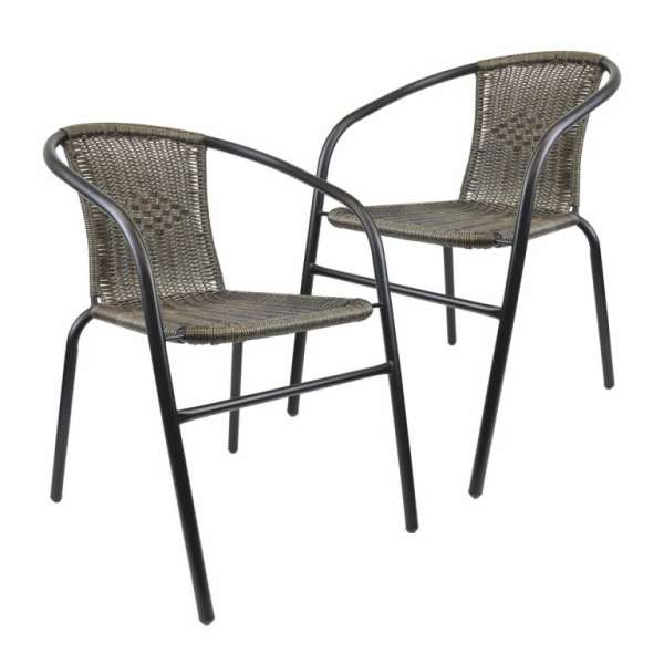 Kerti szék szett egymásra rakható 2 db fekete-szürke