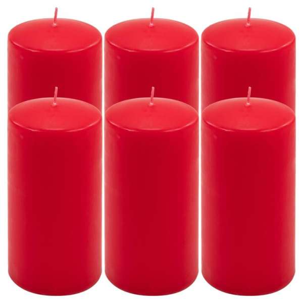 Gyertya készlet 15 cm Ø 7,5 cm 6 db piros
