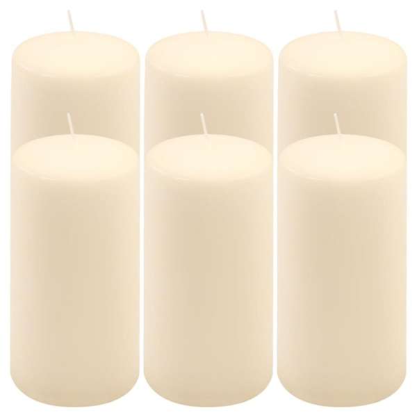 Gyertya készlet 15 cm Ø 7,5 cm 6 db krém szín