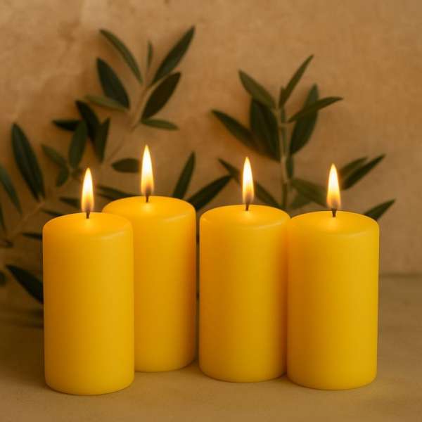 Gyertya készlet 15 cm Ø 7,5 cm  4 db sárga