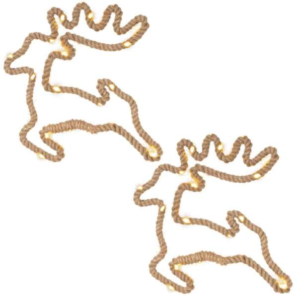 Karácsonyi dekoráció rénszarvas 28x29 cm 20 LED fehér 2 db