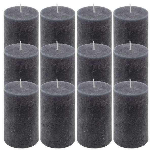 Rusztikus gyertya készlet 11,5 cm Ø 6,8 cm 12 db antracit