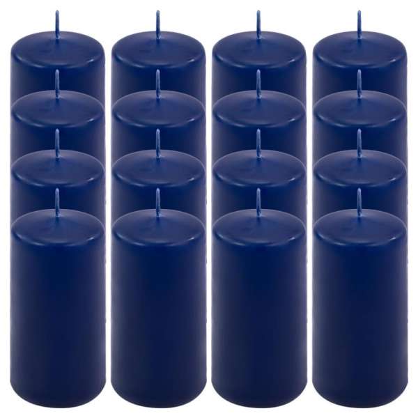 Oszlopos gyertya készlet 10 cm Ø 5 cm  16 db kék