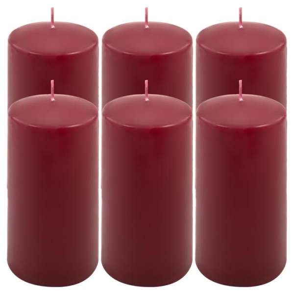 Gyertya készlet 15 cm Ø 7,5 cm 6 db bordó