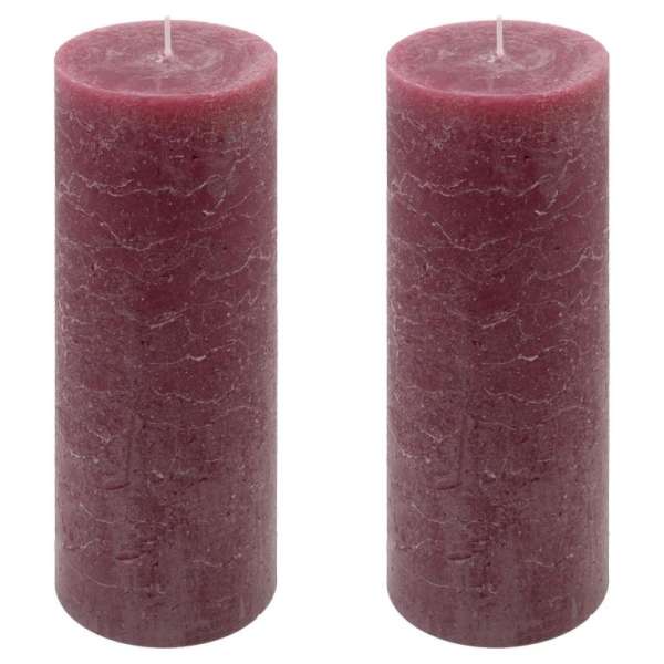 Rusztikus gyertya készlet 20 cm Ø 7,5 cm 2 db bordó