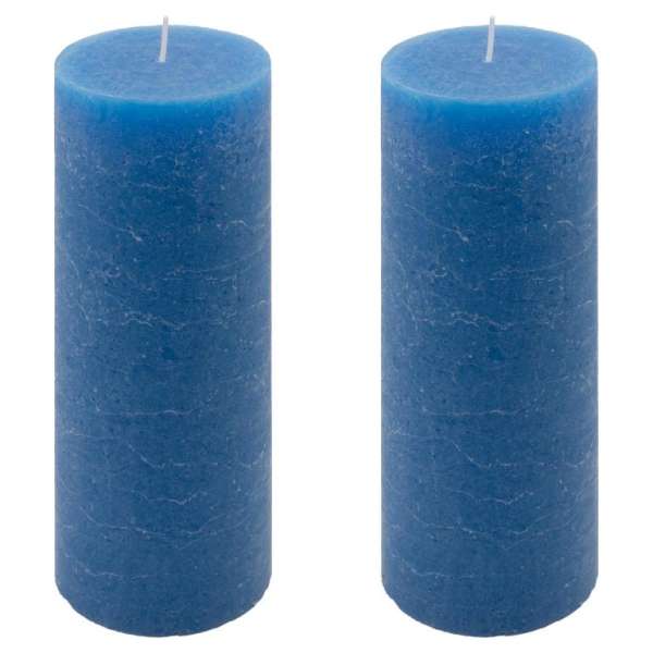 Rusztikus gyertya készlet 20 cm Ø 7,5 cm 2 db kék