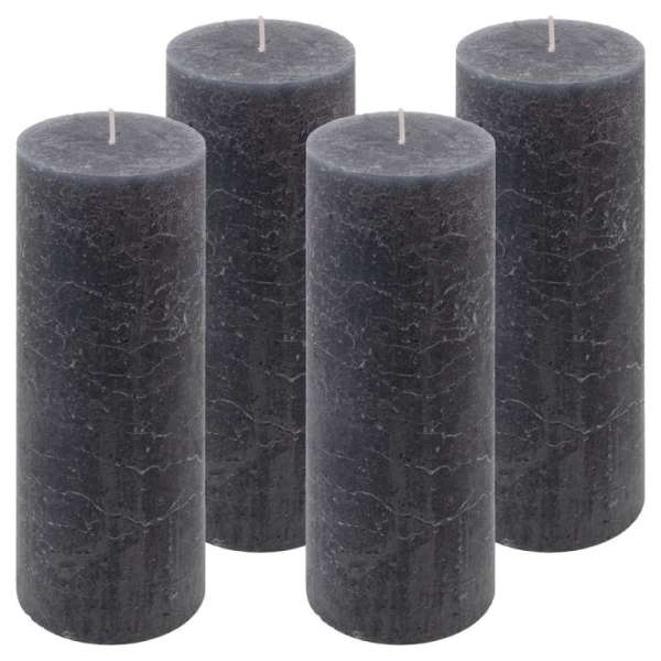 Rusztikus gyertyakészlet 20 cm Ø 7,5 cm 4 db antracit