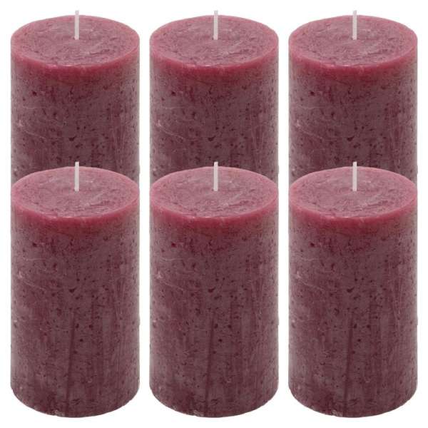 Rusztikus gyertya készlet 11,5 cm Ø 6,8 cm  6 db bordó