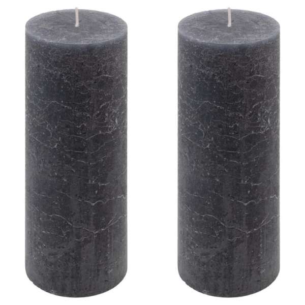 Rusztikus gyertya készlet 20 cm Ø 7,5 cm 2 db antracit