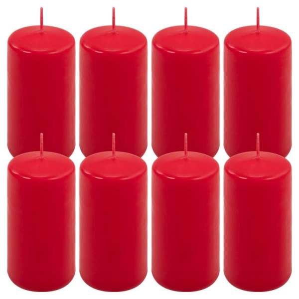 Oszlopgyertya készlet 10 cm Ø 5 cm 8 db piros