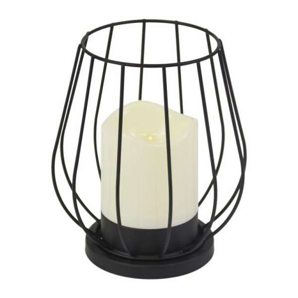 Fém gyertyatartó LED gyertya meleg fehér fekete/fehér