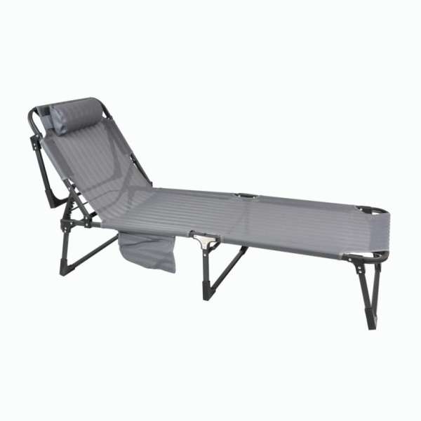 Összecsukható nyugágy párnával 189 x 63 x 34 cm szürke