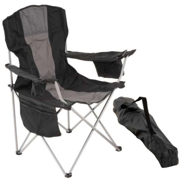 Összecsukható kempingszék XL hűtőtáskával fekete/szürke