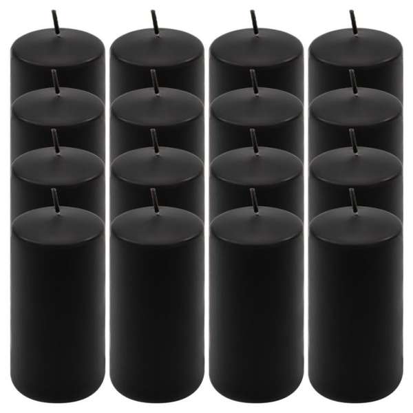 Gyertya készlet 10 cm Ø 5 cm 16 db fekete