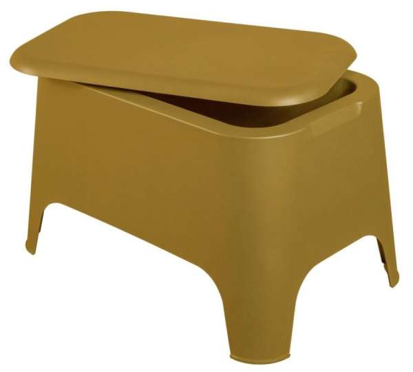 PETRA Műanyag asztal + doboz okkersárga