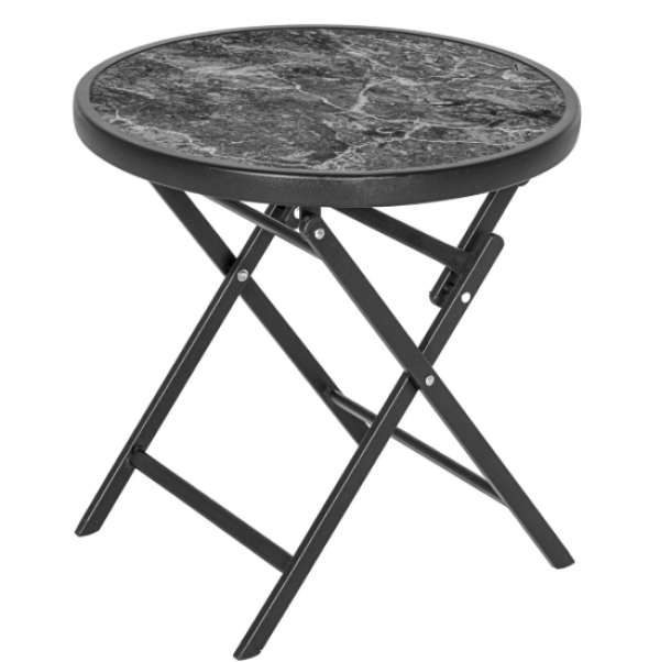 Üveglapú kisasztal szürke márvány Ø 45 cm