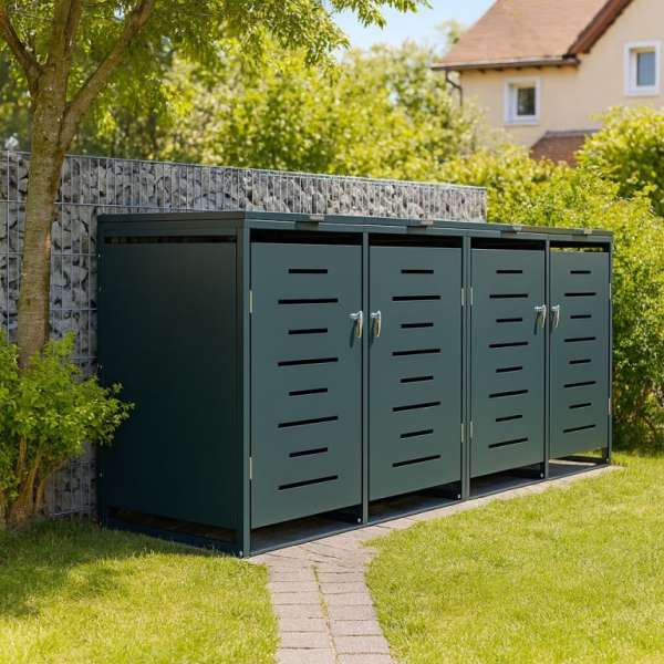 Fémtároló 4 kukához antracit 264 × 116 × 80 cm