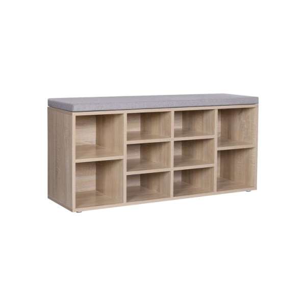 VASAGLE Cipősszekrény paddal 10 rekesz tölgyfa 104×30 x48 cm