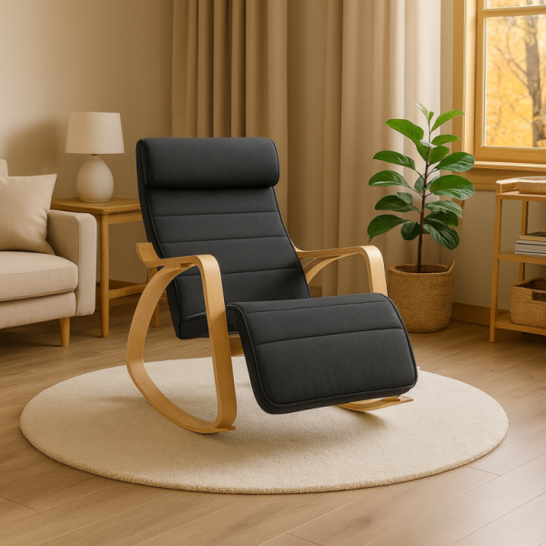 Hintaszék lábtartóval és párnával sötétszürke