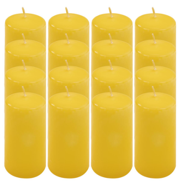 Paraffingyertya 10 cm 20 óra égési idő 16 db szett sárga
