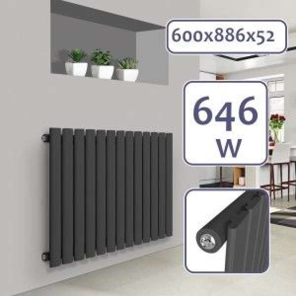 AQUAMARIN Vízszintes radiátor 600 x 886 x 52 mm