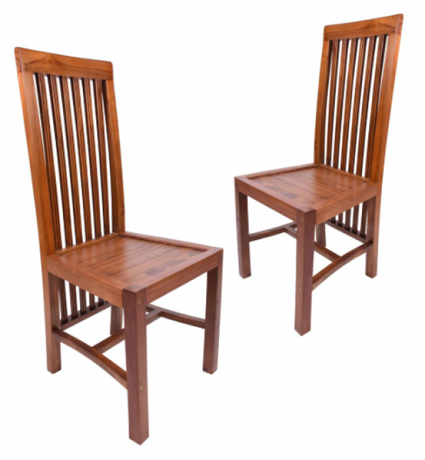 Étkezőszék szett 2 db DIVERO fa szék teakfa felülettel