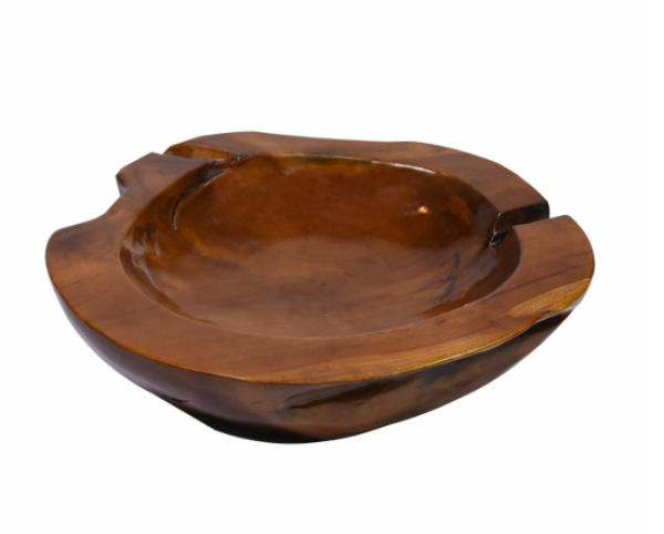 Kézzel készített tikfa tál Ø50 cm  dekoratív barna