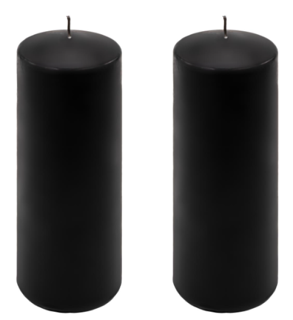 Oszloposgyertya szett  2 db magasság 20 cm  Ø 7,5 cm fekete