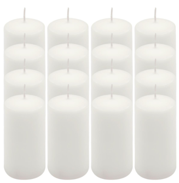 Oszlopgyertya szett paraffin 5×10 cm 16 db fehér