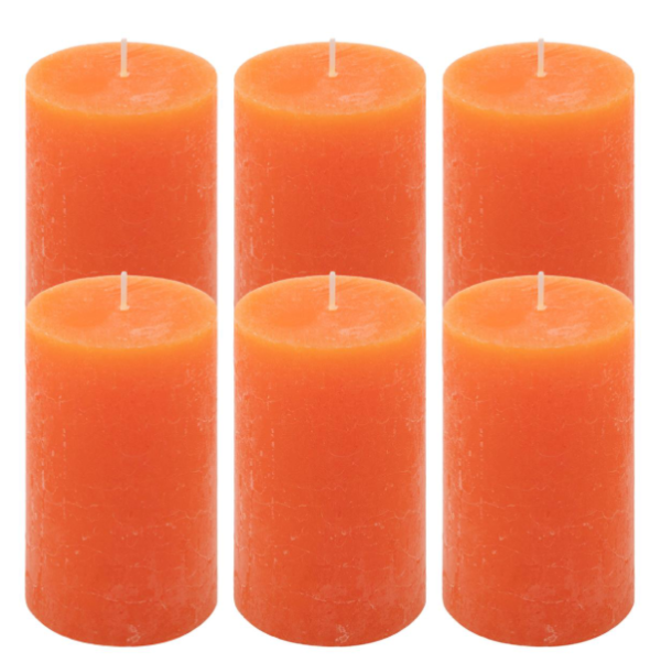 Paraffin gyertya rusztikus 11,5 cm 40 óra 6 db narancssárga