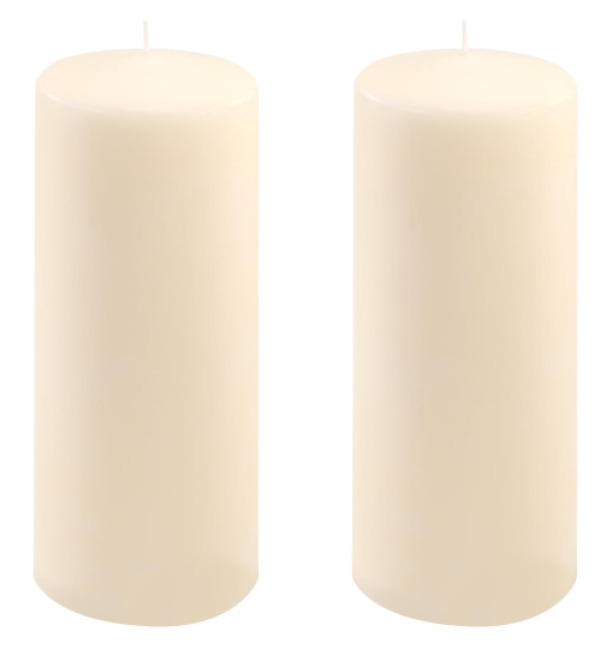 Krémszínű paraffingyertyák 2 × 25 cm Ø 10 cm 180 óra